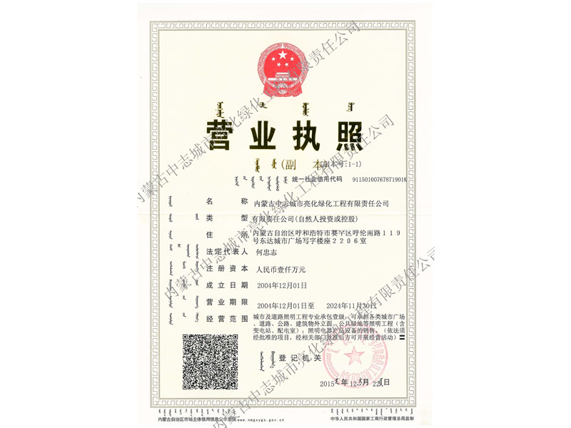 企業(yè)營(yíng)業(yè)執照